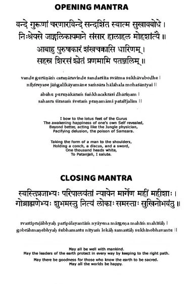 Opening and Closing Mantra